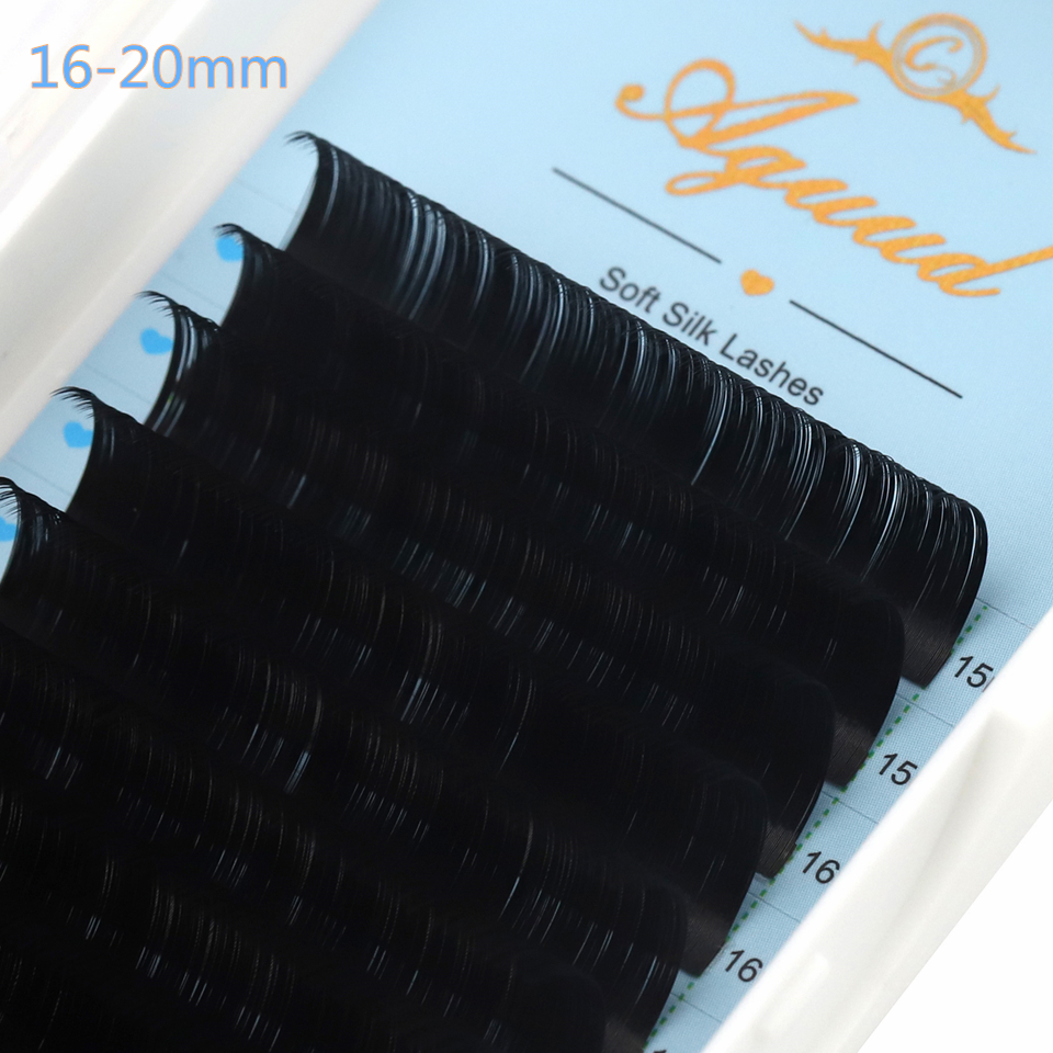 Eyelash Extension Human Hair - AGUUD 16 Rows Long 16-20mm Eyelashes