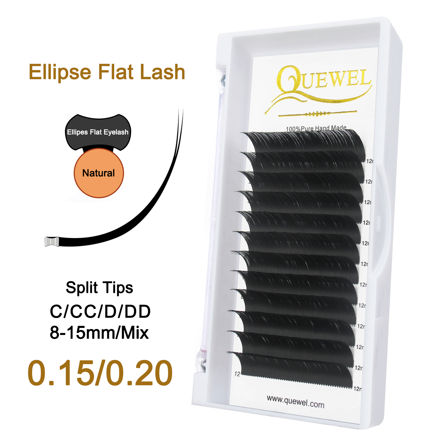 Quewel Ellipse Flat Eyelash Ex - огляд і ціна Eyelash Extension Human Hair