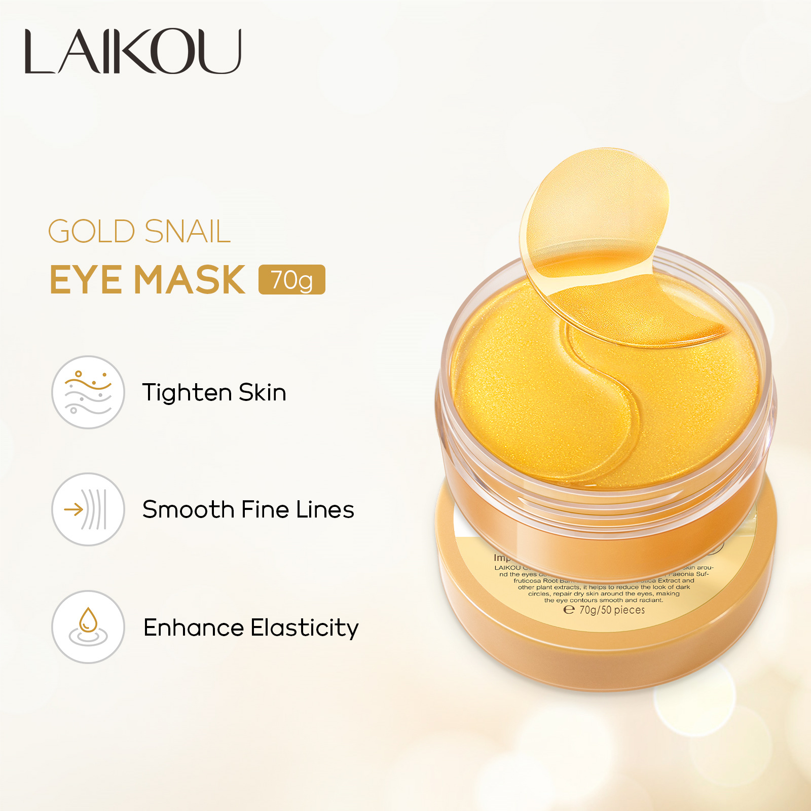 LAIKOU 50pcs Golden Snail Coll - огляд і ціна Eye Pad Collagen