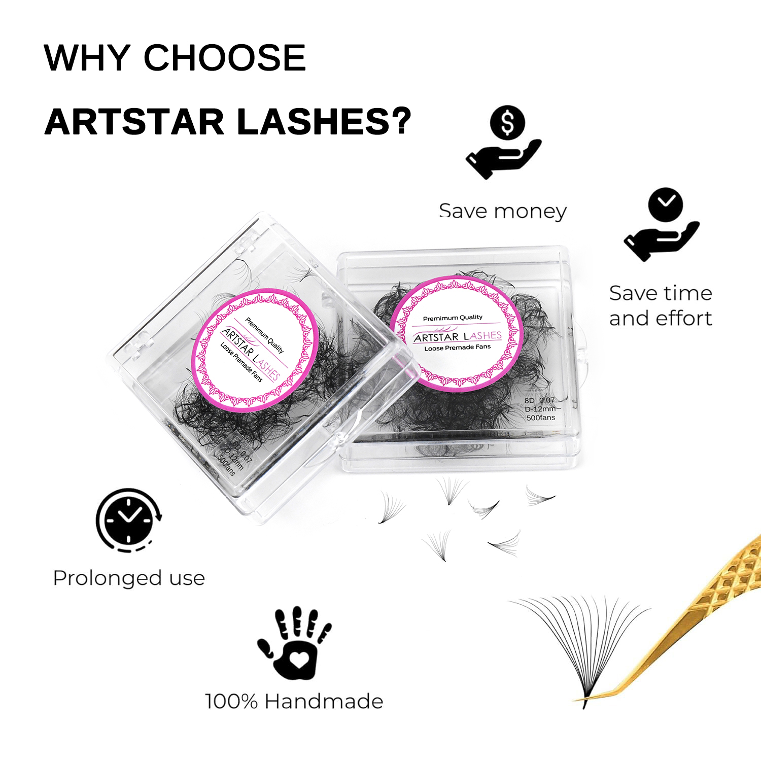 ARTSTAR 500 Fans Loose Fan Eye - огляд і ціна Eyelash Extension Human Hair