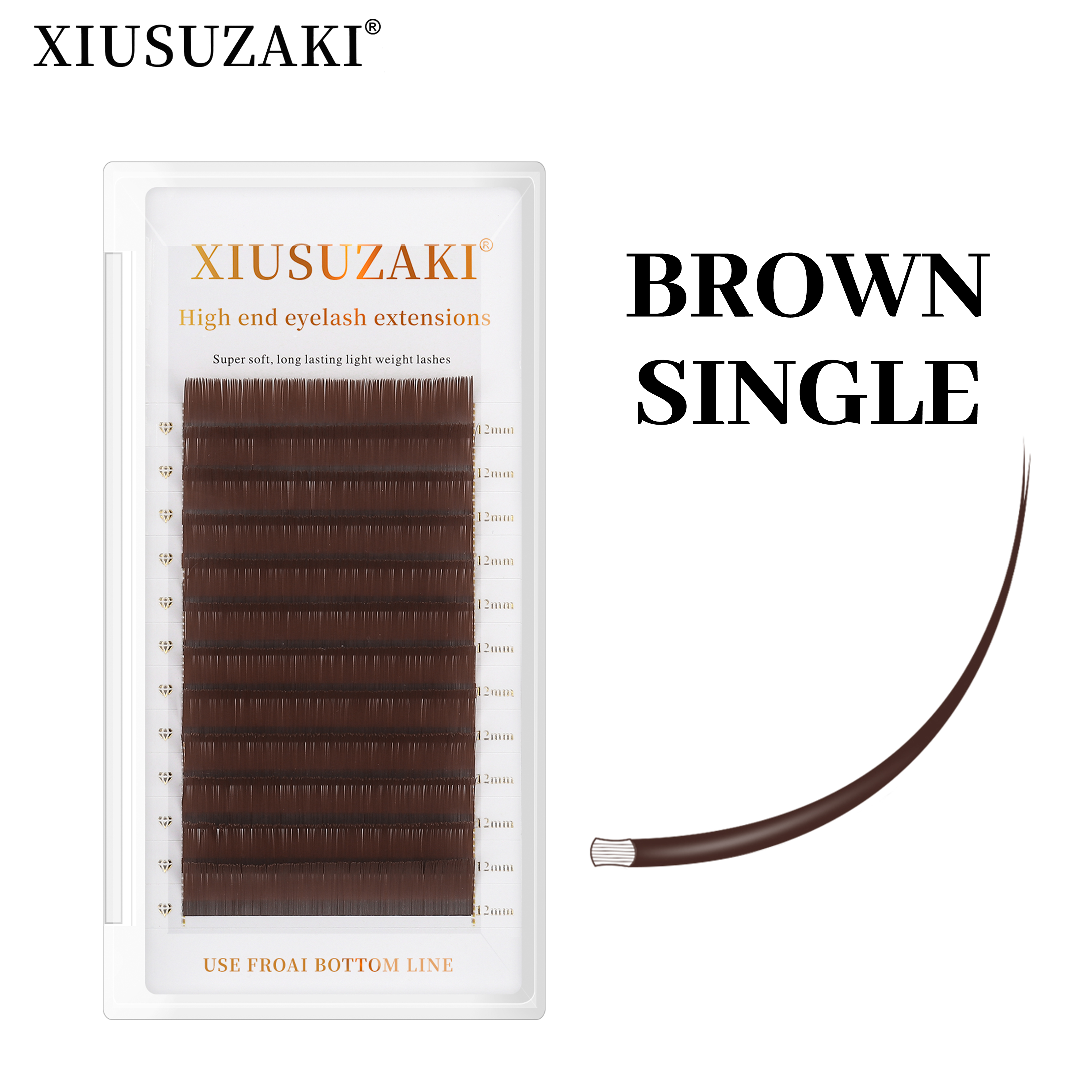 XIUSUZAKI Brown Grey Flat Eyel - огляд і ціна Eyelash Extension Human Hair