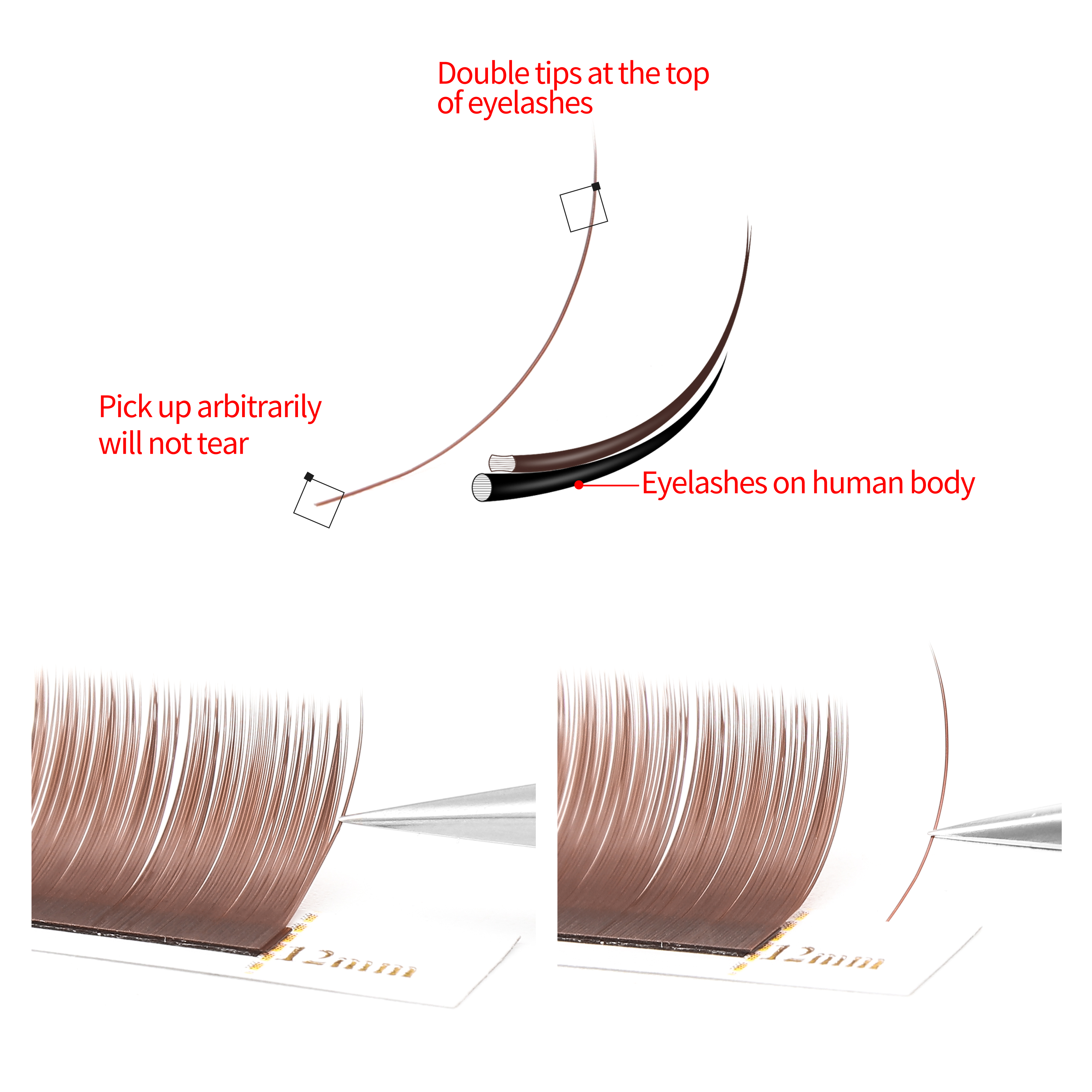 XIUSUZAKI Brown Grey Flat Eyel - огляд і ціна Eyelash Extension Human Hair
